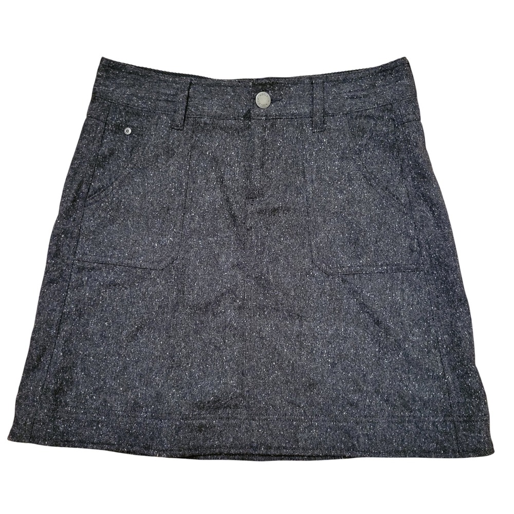 Woolrich 8 Skirt Charcoal Grey Tweed Wool Silk A Line Mini 5063 Onyx Woodlyn